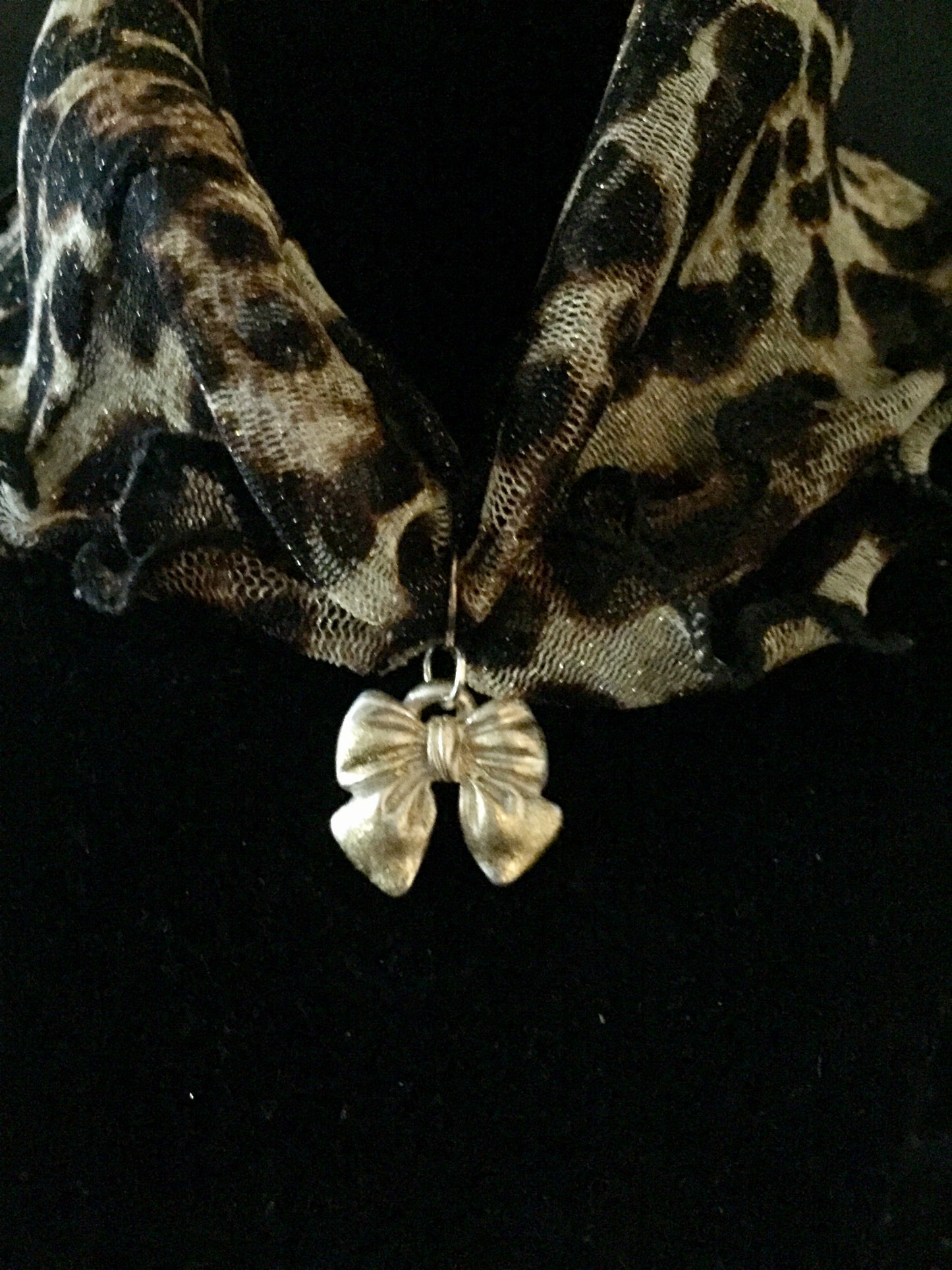 Keum -boo (Silver &Gold) Ribbon Bow with Elegant Ruffle Design Necklace, Art Clay Silver Jewelry Handmade, Fine Silver, .999 Pure Silver with 24K gold sheet .