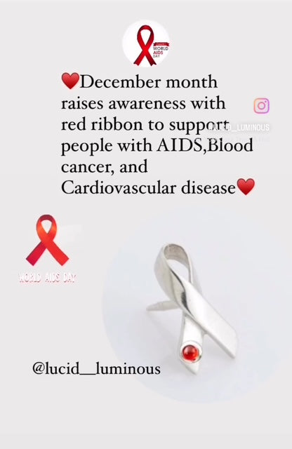 The red ribbon is for support people with AIDS , Blood cancer and Cardiovascular disease.Art Clay Silver Jewelry Handmade, Fine Silver, .999 Pure Silver.