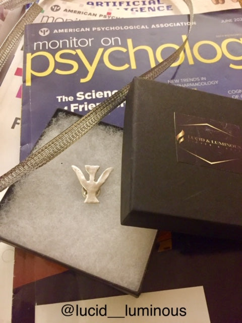 Silver Psychology Psi Symbol Pin. Art Clay Silver Jewelry Handmade, Fine Silver, .999 Pure Silver.