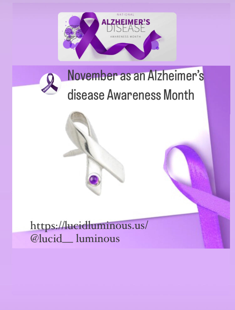 The purple ribbon is for Alzheimer’s disease awareness. Art Clay Silver Jewelry Handmade, Fine Silver, .999 Pure Silver.