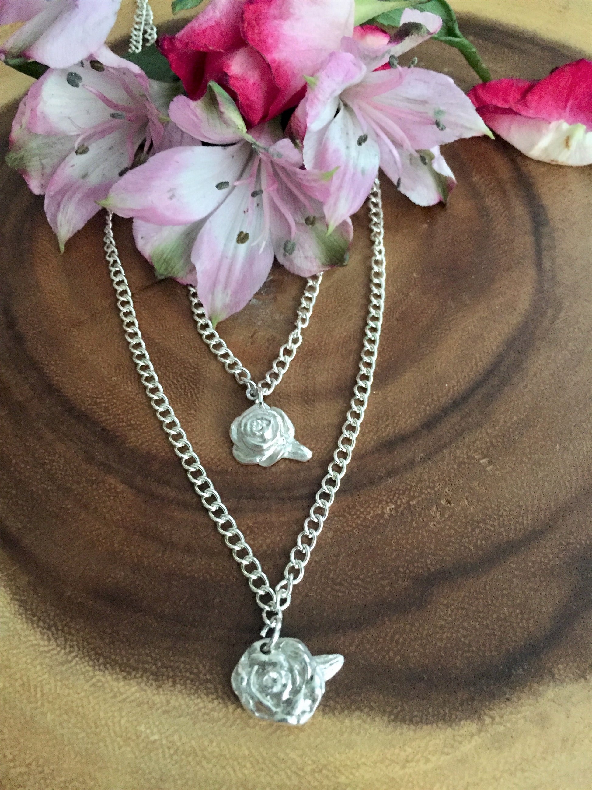 Lucid Luminous Belle Rose Necklace Art Clay Silver Jewelry